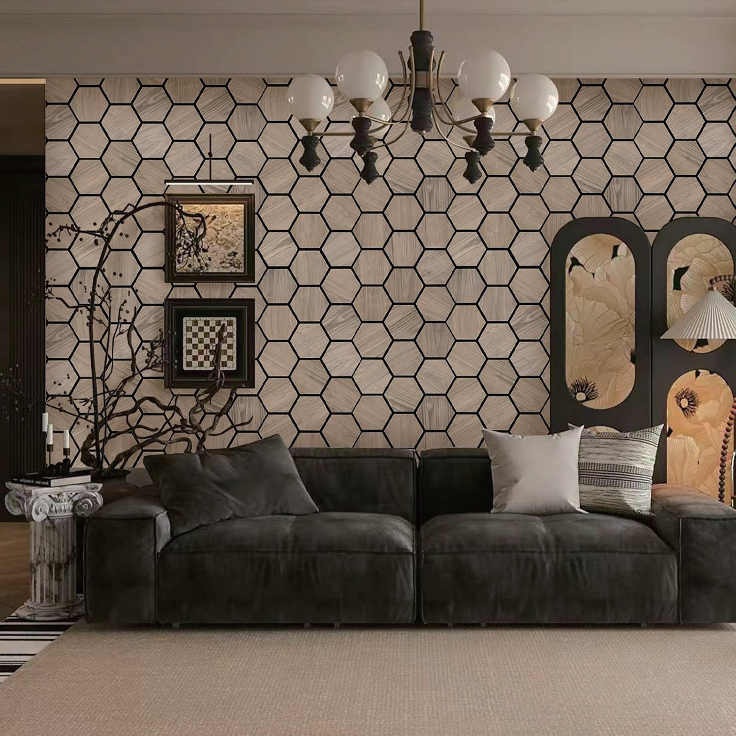 Living room wall acoustic panel installation effect