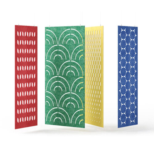 Colorful patterned polyester acoustic baffles partition screens