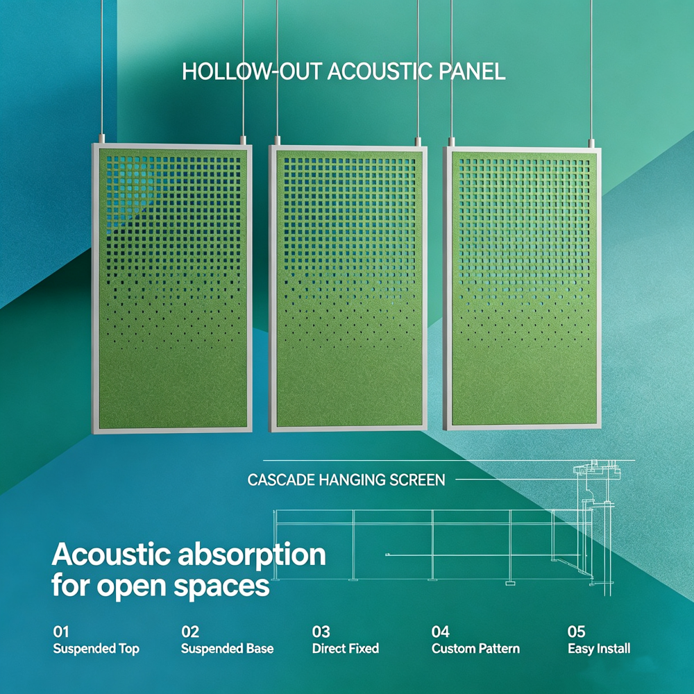 Multi‑color PET felt acoustic panel pattern samples