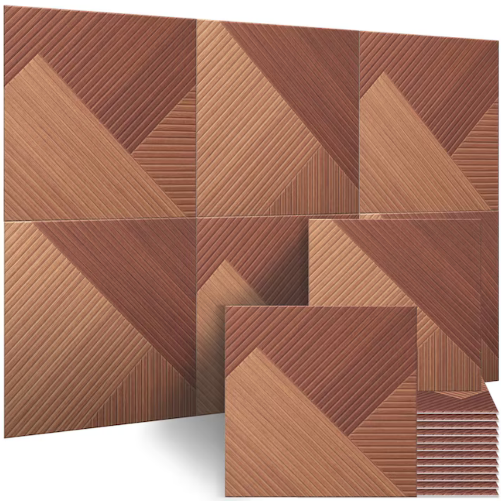 UV printed wood grain polyester fiber acoustic panel with realistic timber texture and acoustic design