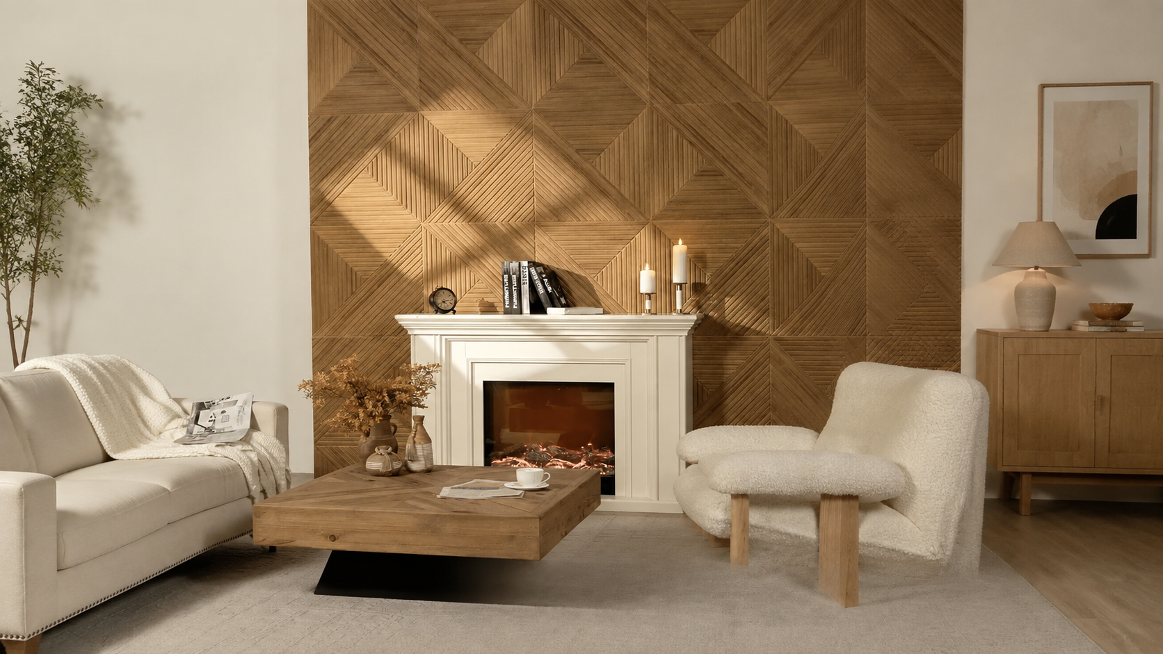 Modern office hotel wood style acoustic wall decoration