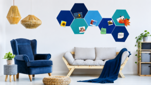 Hexagon PET acoustic panels installed in a modern interior