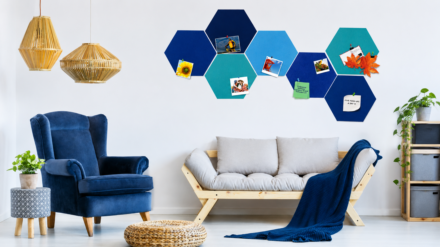 Hexagon PET acoustic panels installed in a modern interior