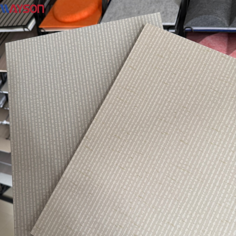 Textured PVC covered polyester sound absorbing wall panels