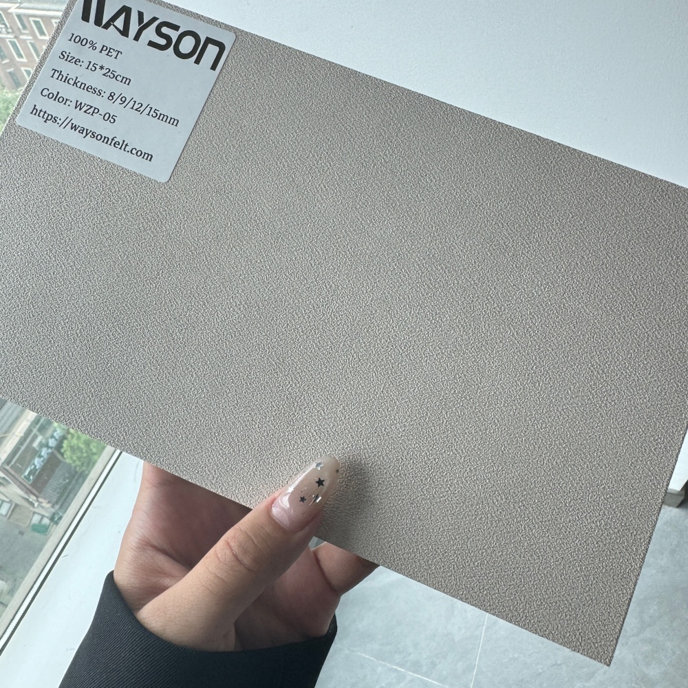 PVC veneered PET acoustic panel with certification label, acoustic material inspection