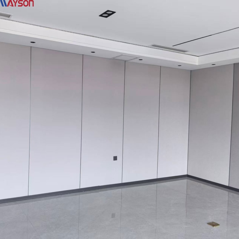 PVC veneered PET acoustic wall panels installed on interior wall for office acoustic treatment